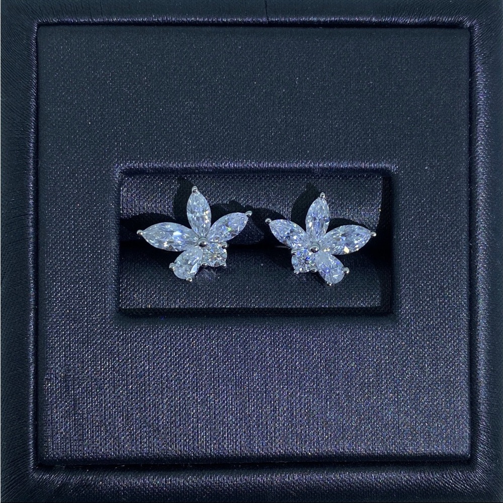 Elegant White Gold Floral Earrings